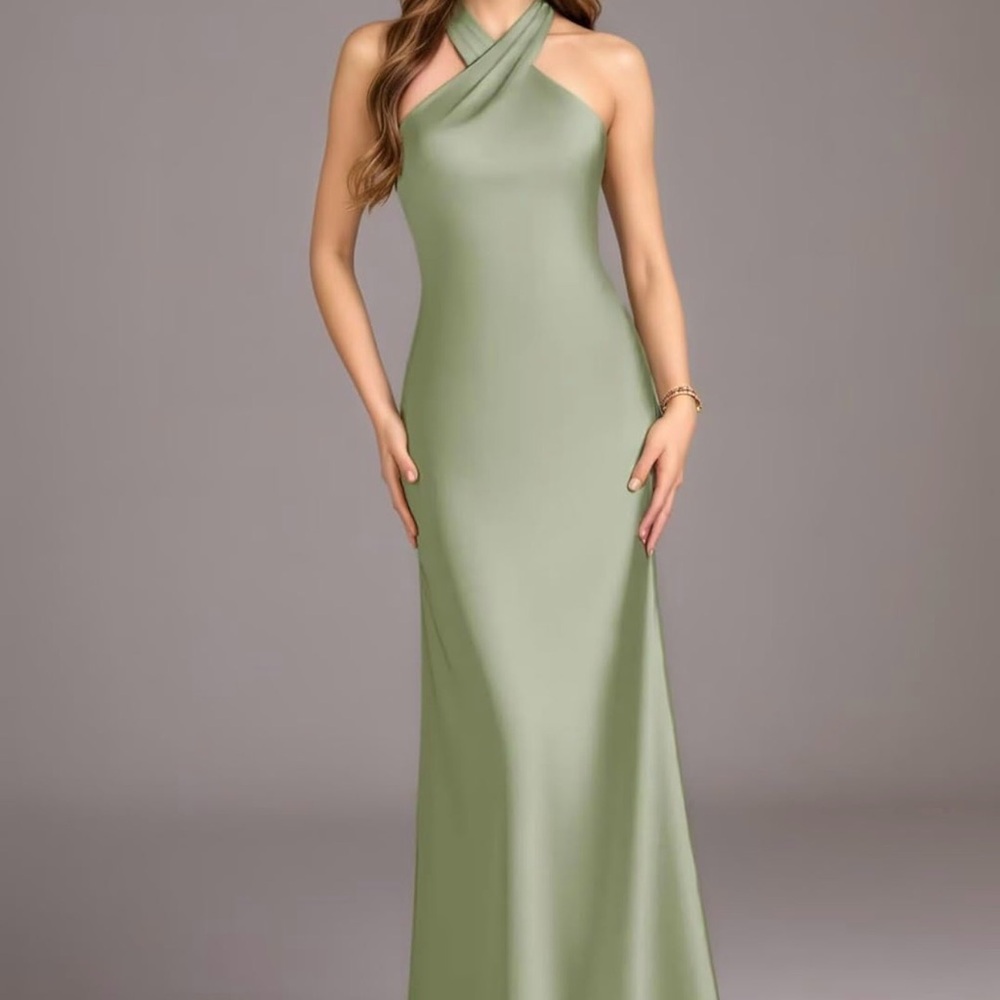 Chic One Shoulder Sage Green Dress